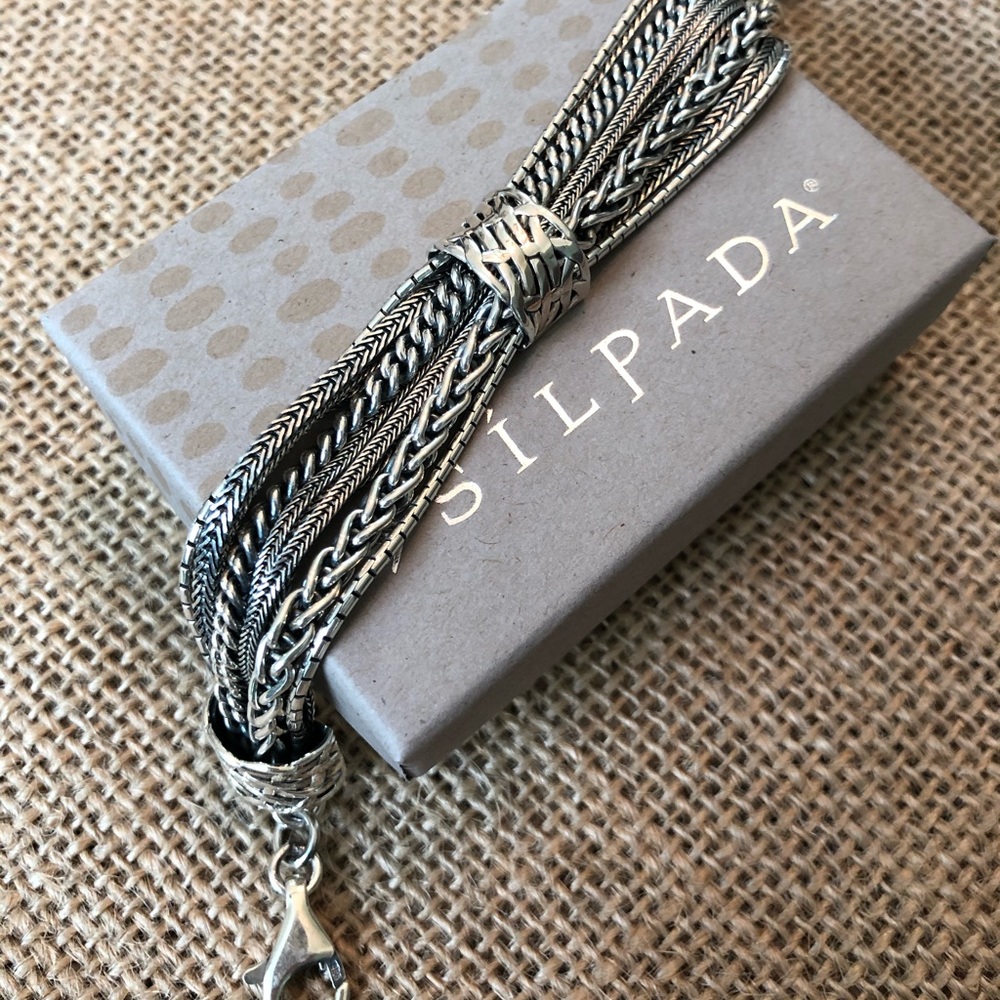 Silpada Talk of the Town Sterling Silver .925 Heavy Toggle Multi Chain Bracelet